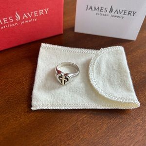 Vintage James Avery Silver Heart & 14k Gold Cross Ring Size 6.5